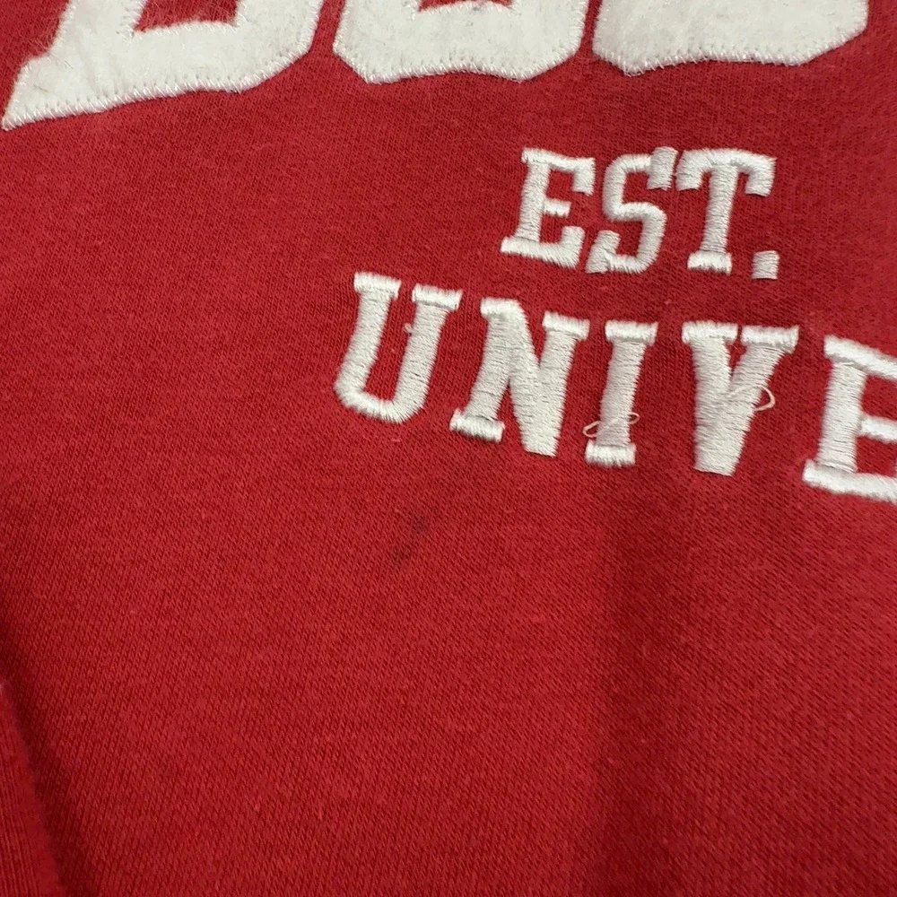 Boston University Blue 84 Quarter Zip Pullover L Red Cotton Blend Mock Neck Gorp